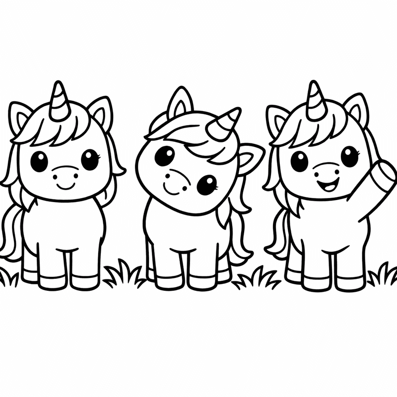 Free printable coloring page: Baby Unicorn With Star, for ages 3-6