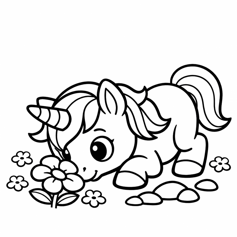 Baby Unicorn Coloring Page — Baby Unicorn Face
