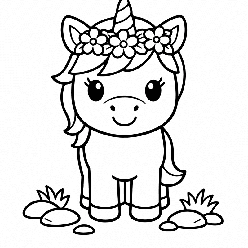 Baby Unicorn Coloring Page — Object Only: Two Or Three Baby Unicorns Side…