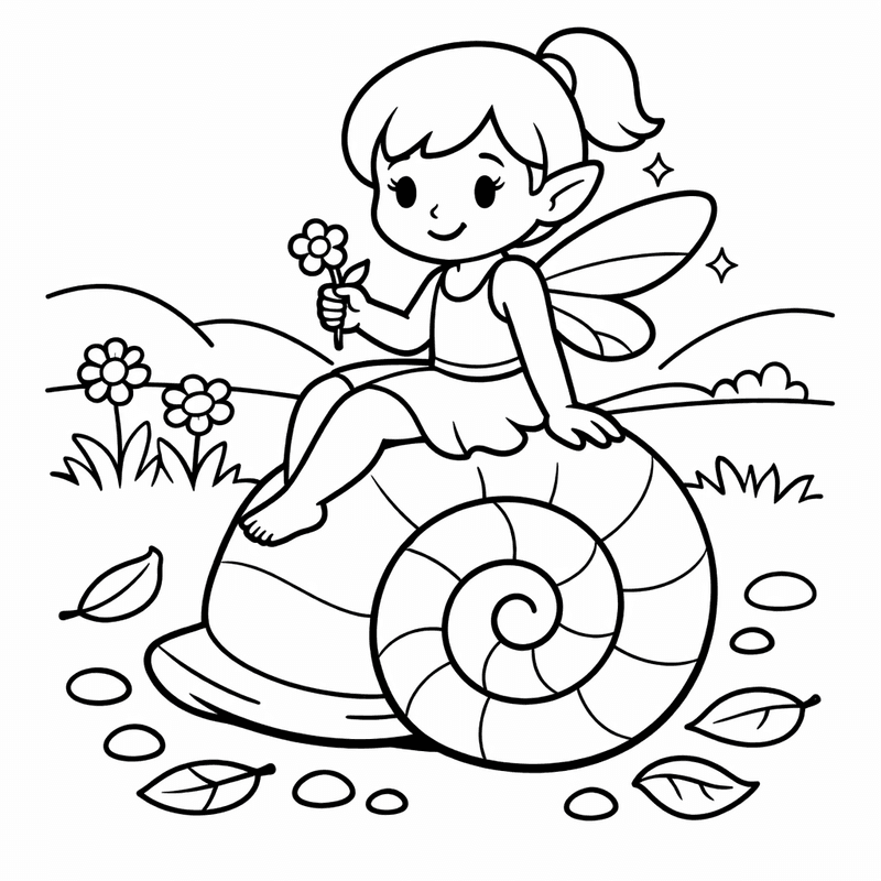 Fairy Coloring Page — A Fairy Sleeping In A Flower Petal Bed