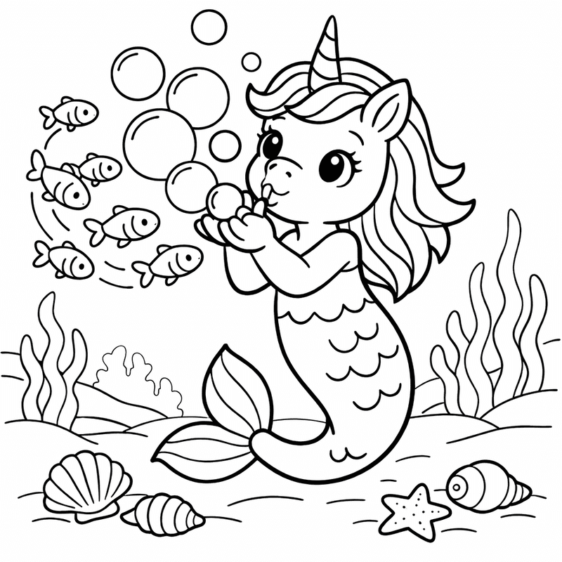 Free printable coloring page: A Mermaid Sitting On A Rock Combing Her…, for ages 3-6