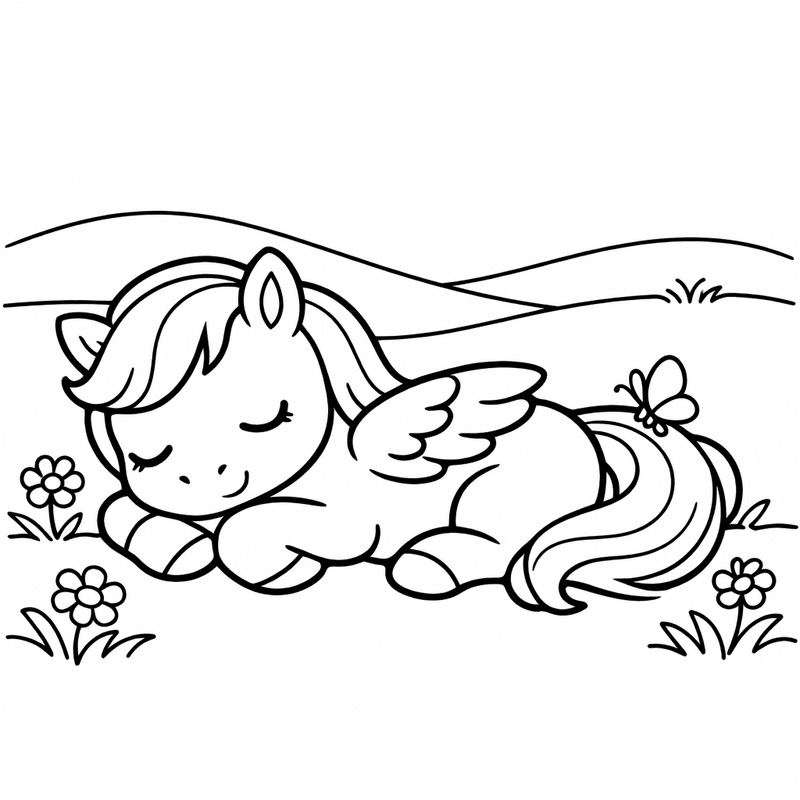 Free printable coloring page: Object Only: Two Or Three Pegasuss Side By…, for ages 3-6