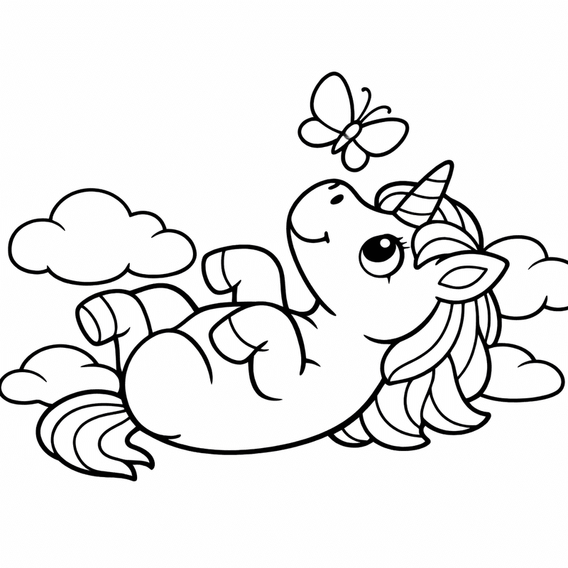 Free printable coloring page: Unicorn Running, for ages 3-6