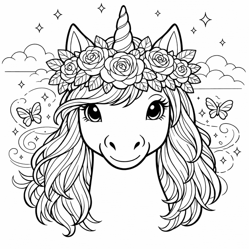 Unicorn Head Coloring Page — Unicorn And Sparkles