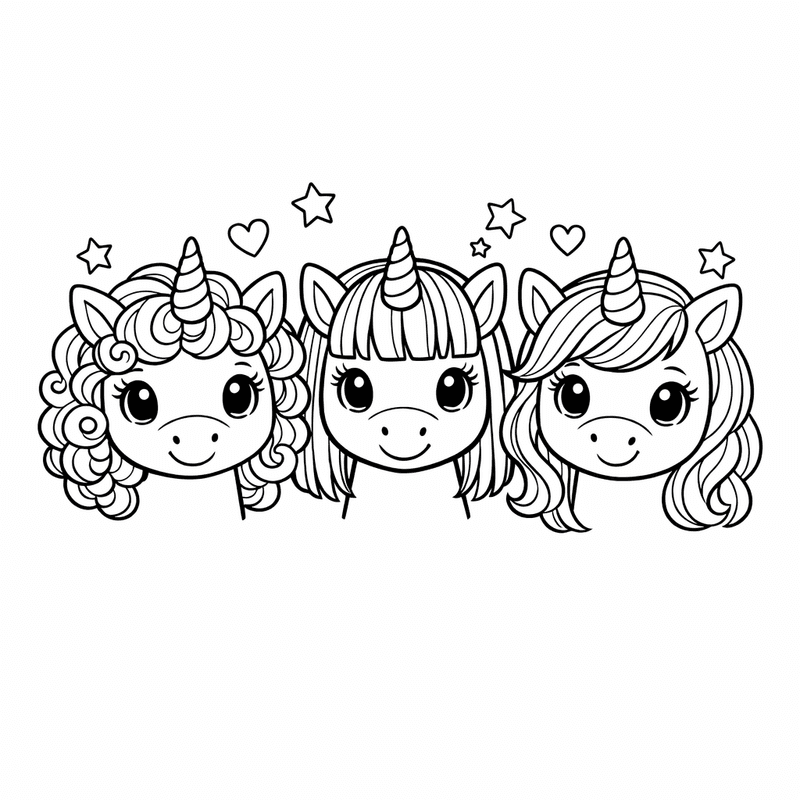 Unicorn Head Coloring Page — Unicorn Smiling
