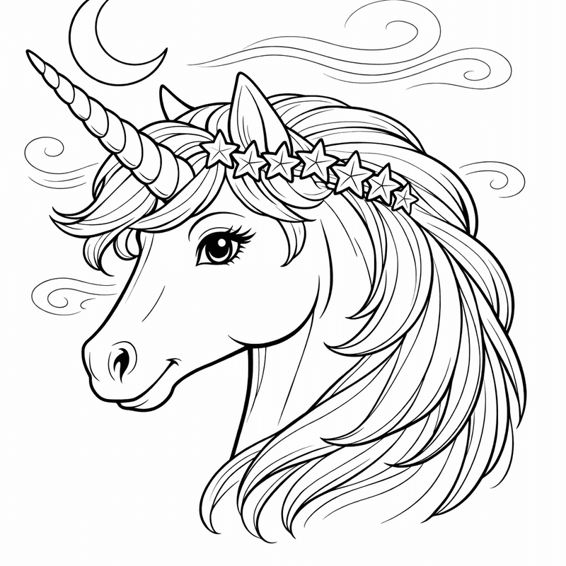 Unicorn Head Coloring Page — Object Only: Two Or Three Unicorn Heads Side…