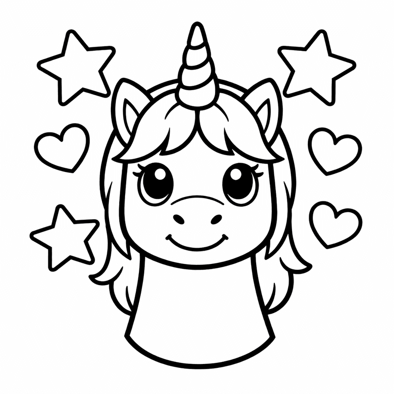 Free printable coloring page: Unicorn And Sparkles, for ages 3-6