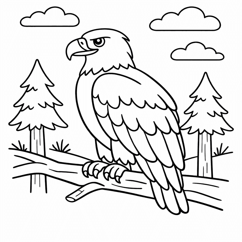 Free printable coloring page: American Eagle, for ages 3-6