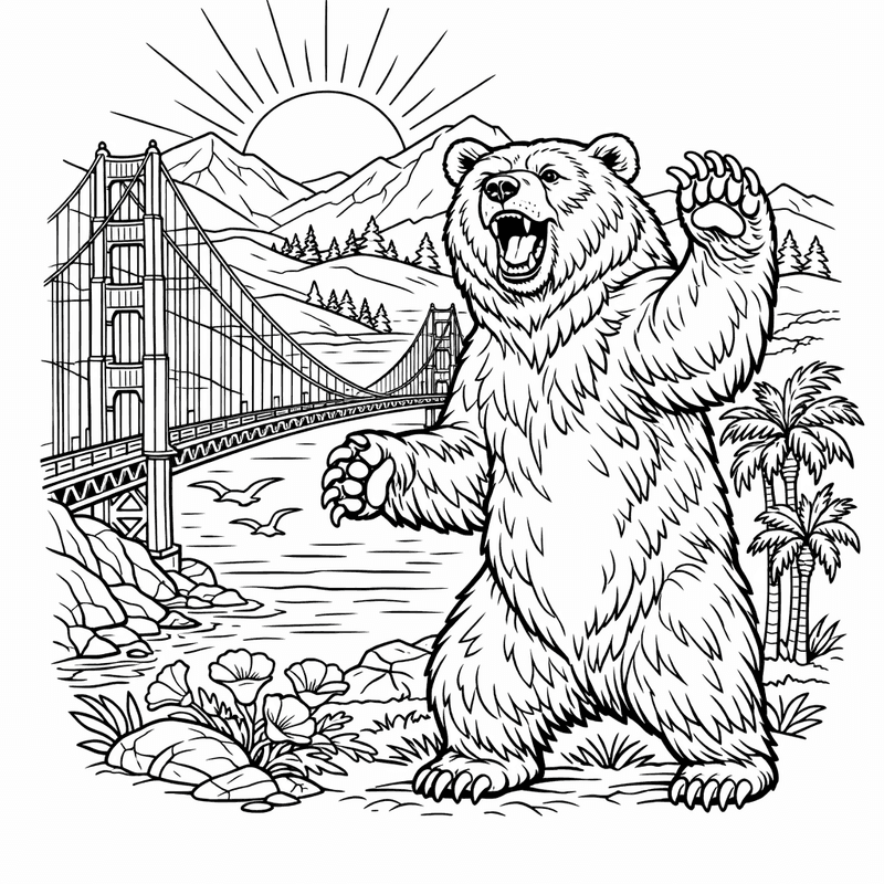 Free printable coloring page: California Map, for ages 7-12