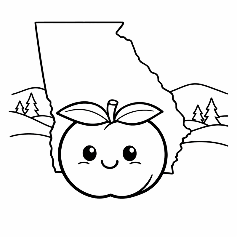 Free printable coloring page: Georgia Outline, for ages 3-6