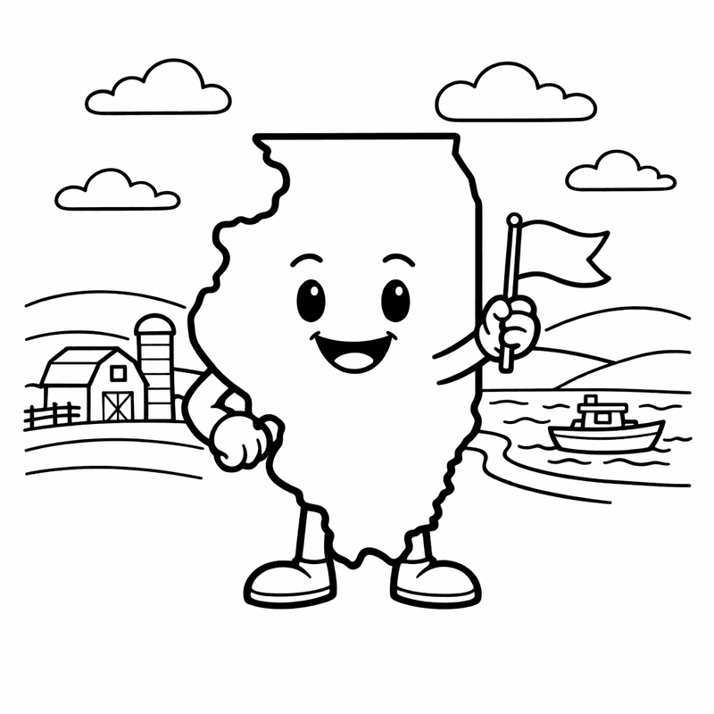 Free printable coloring page: Illinois State Outline, for ages 3-6