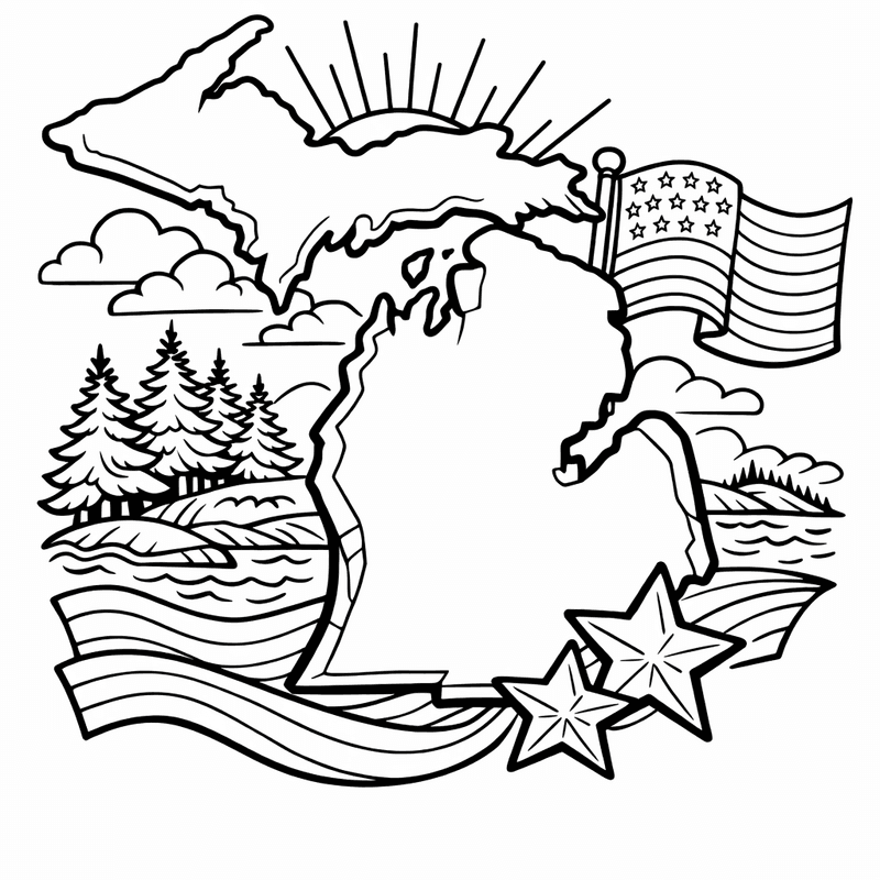 Free printable coloring page: State Shape Simple, for ages 7-12