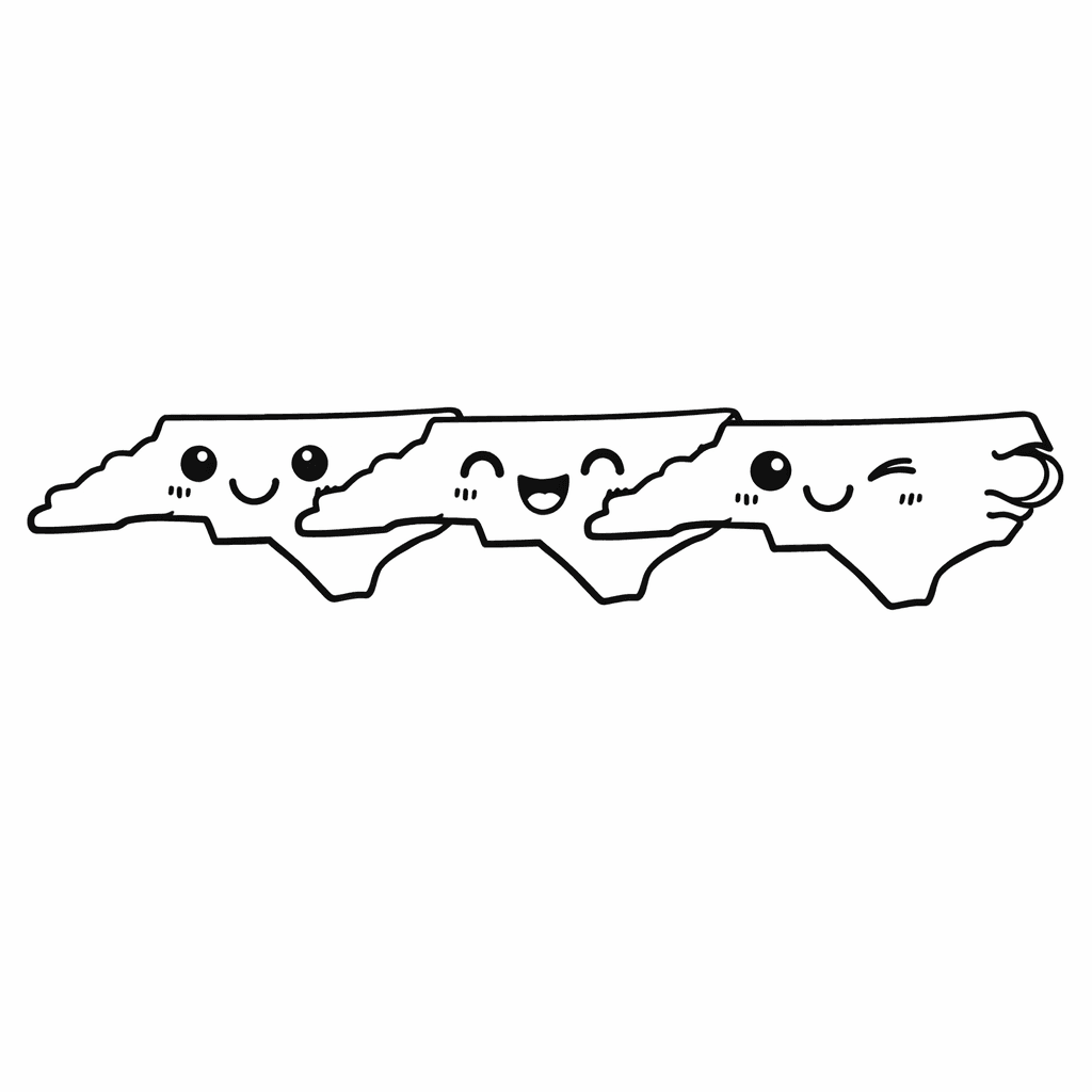 Free printable coloring page: Object Only: Two Or Three North Carolinas Side…, for ages 3-6