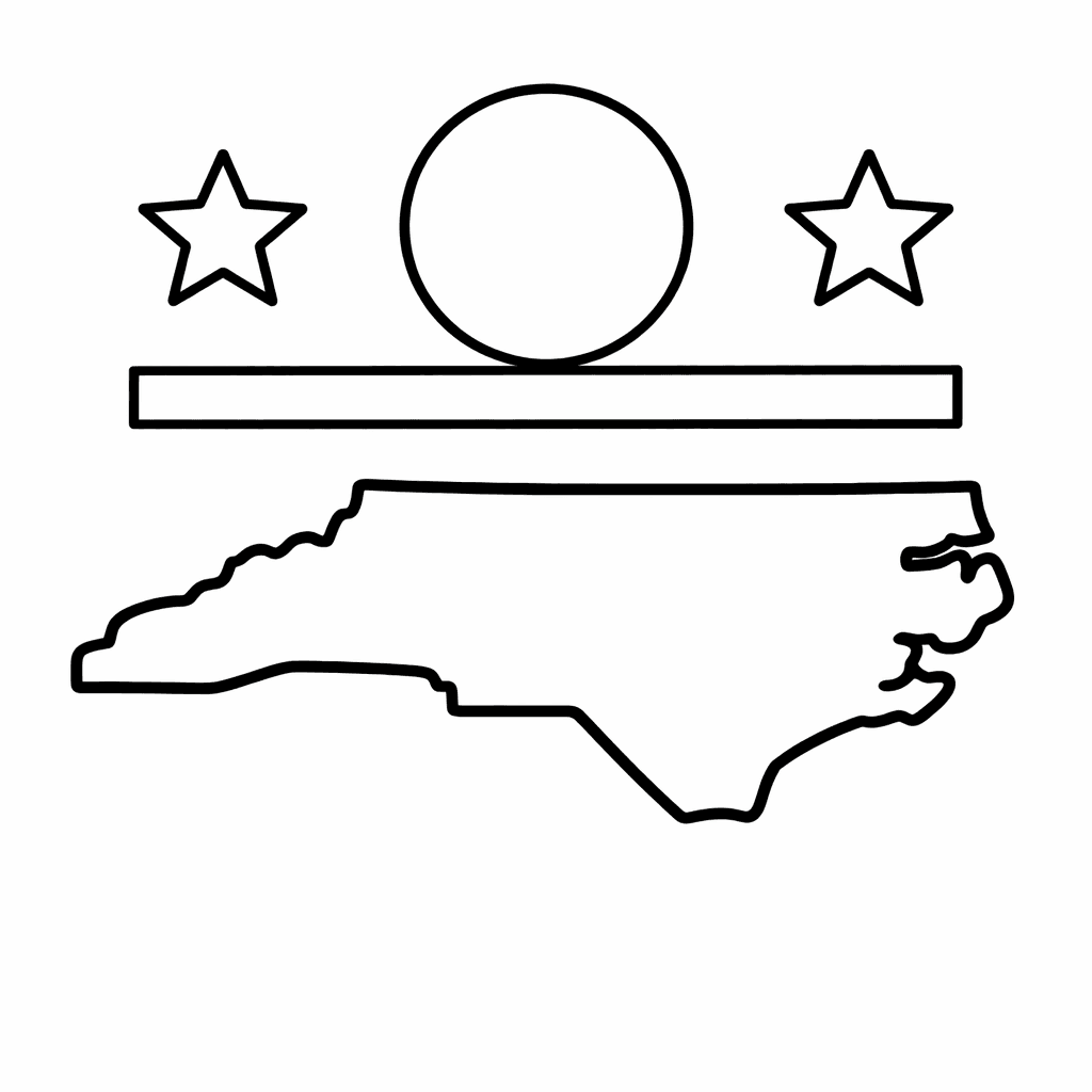Free printable coloring page: Object Only: A Cute North Carolina With Clean…, for ages 3-6