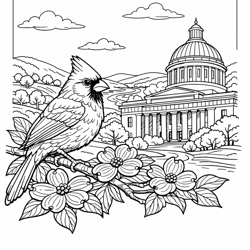 Free printable coloring page: Ohio Map, for ages 7-12