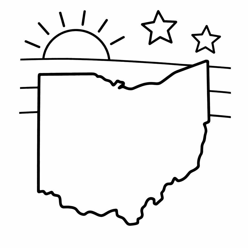 Free printable coloring page: Children Playing Baseball In An Ohio Park, Joyful…, for ages 3-6