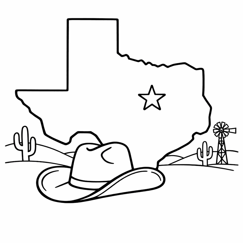 Free printable coloring page: State Outline, for ages 3-6