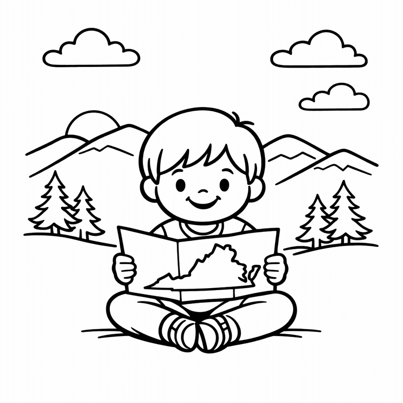 Free printable coloring page: Object Only: A Cute Virginia With Clean Outlines, No Background, for ages 3-6