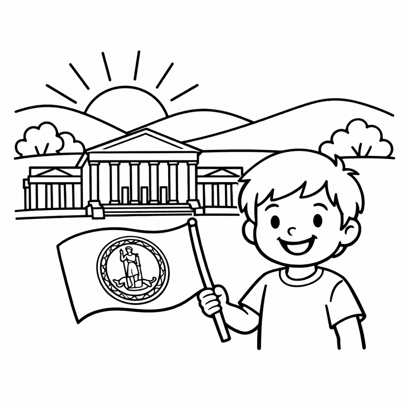 Free printable coloring page: Object Only: A Cute Virginia With Clean Outlines,…, for ages 3-6