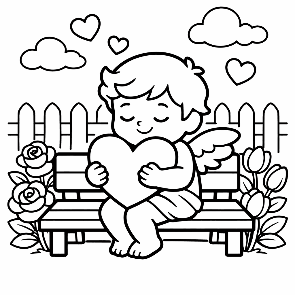 Free printable coloring page: Cupid Outline, for ages 3-6