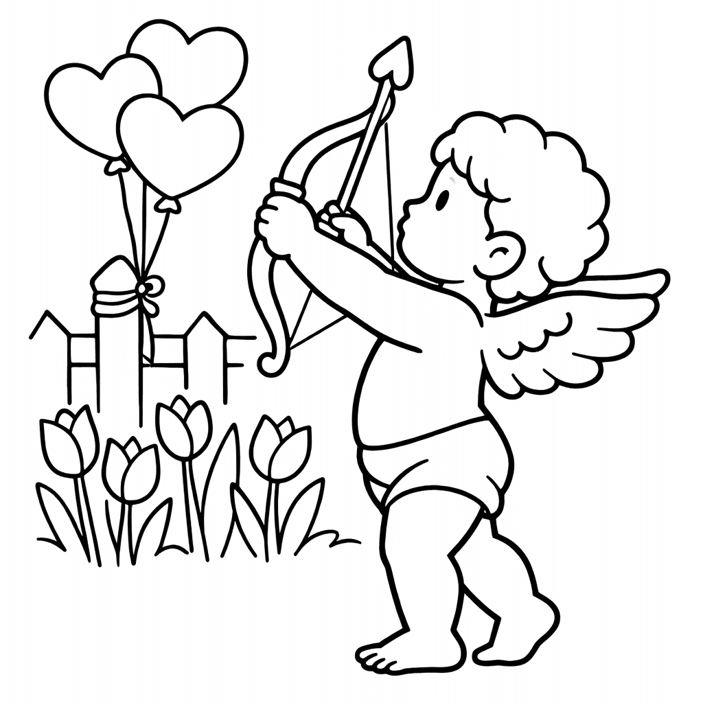 Free printable coloring page: Cupid Wings, for ages 3-6
