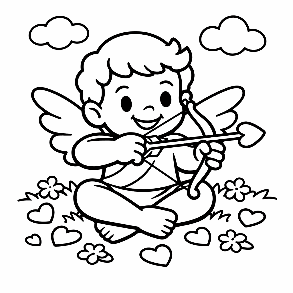 Free printable coloring page: Cupid Outline, for ages 3-6
