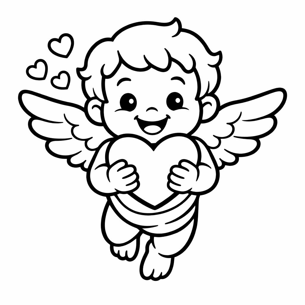 Free printable coloring page: Cupid Wings, for ages 3-6