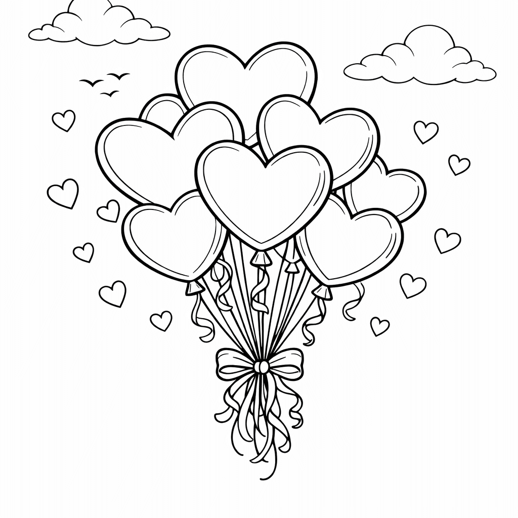 Free printable coloring page: Object Only: A Cute Heart With Clean Outlines,…, for ages 7-12