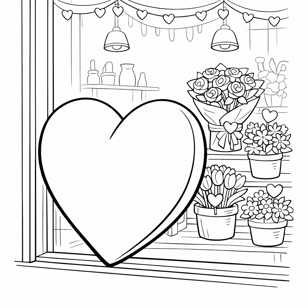 Free printable coloring page: Hearts And Arrow, for ages 7-12
