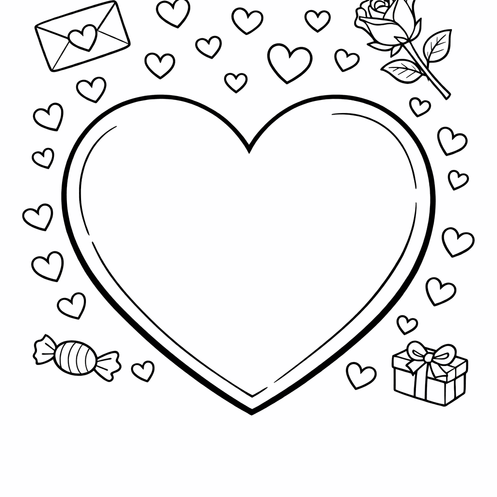 Free printable coloring page: Single Heart, for ages 7-12
