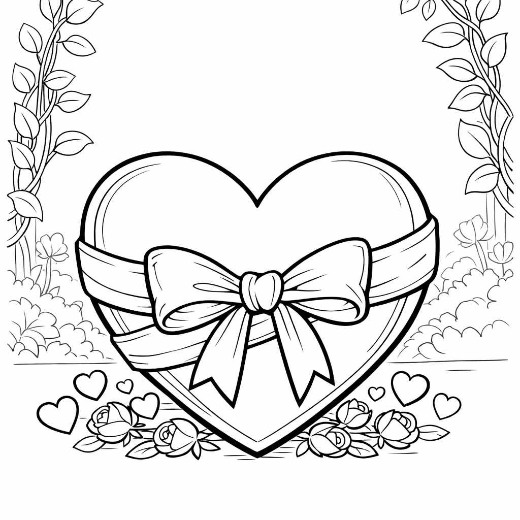 Free printable coloring page: Heart Outline, for ages 7-12