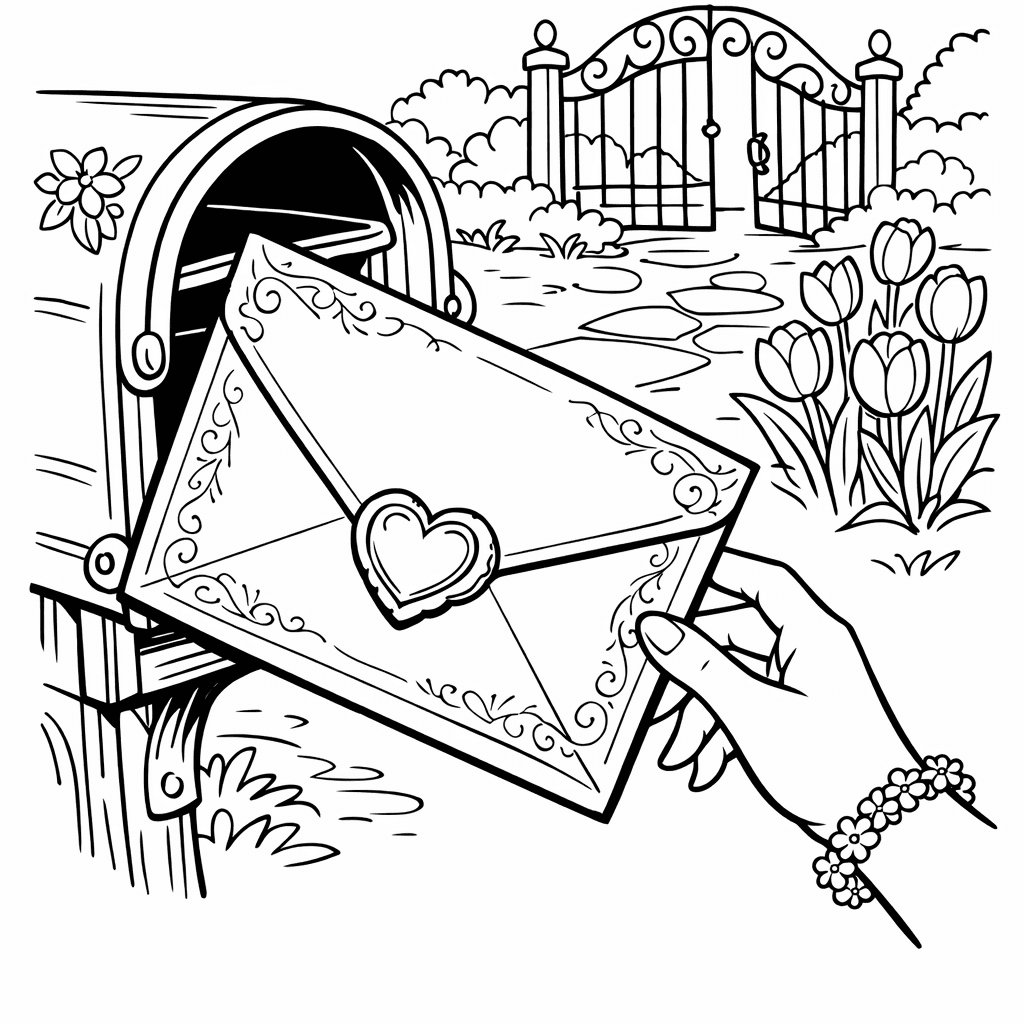 Free printable coloring page: Envelope And Seal, for ages 7-12
