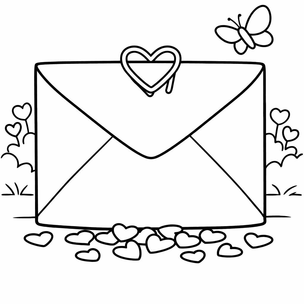 Free printable coloring page: Letter And Rose, for ages 3-6