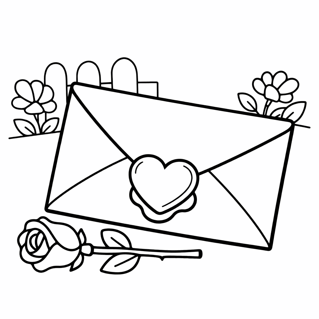 Free printable coloring page: Letter And Heart, for ages 3-6