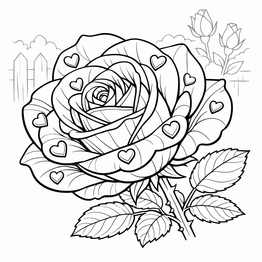 Free printable coloring page: Single Rose, for ages 7-12