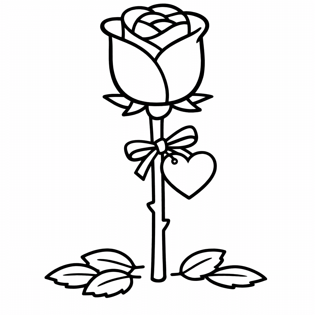 Free printable coloring page: Rose Simple, for ages 3-6