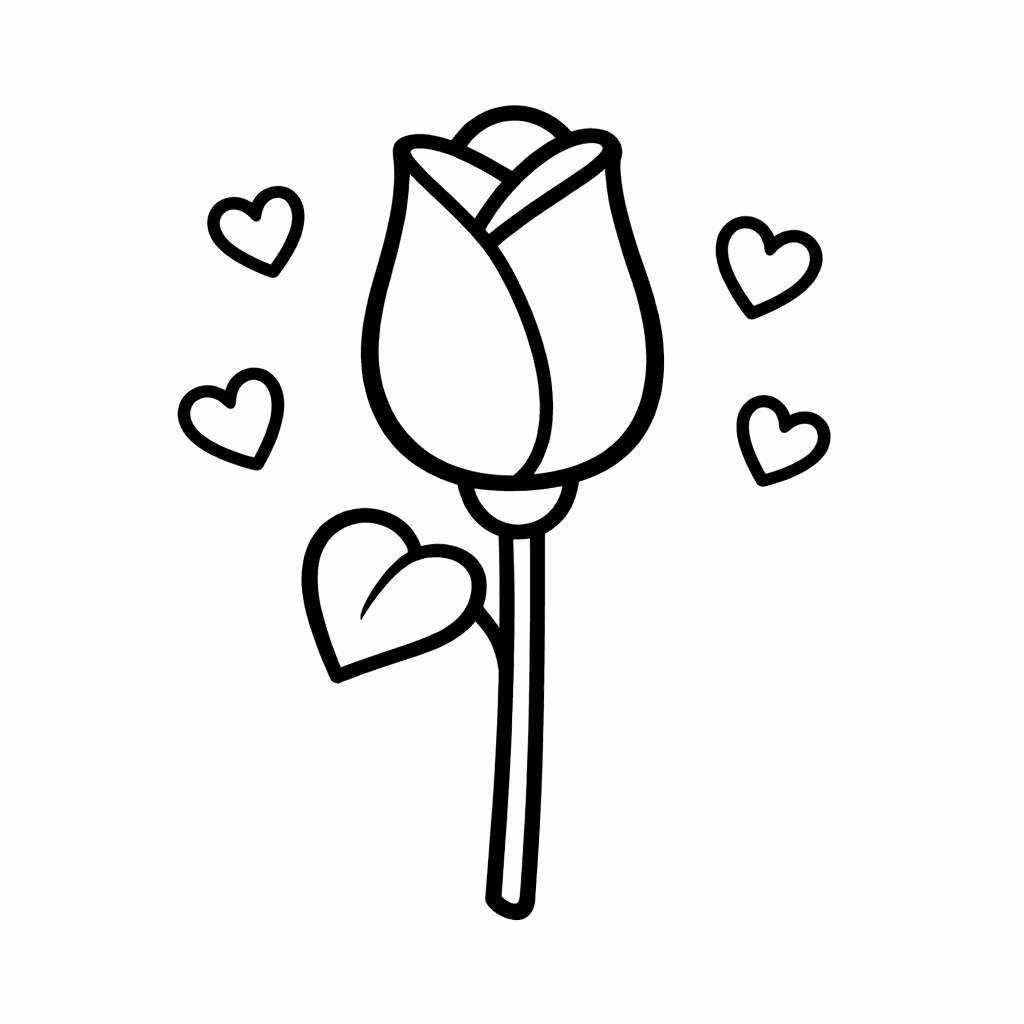 Free printable coloring page: Object Only: Two Or Three Roses Side By…, for ages 3-6