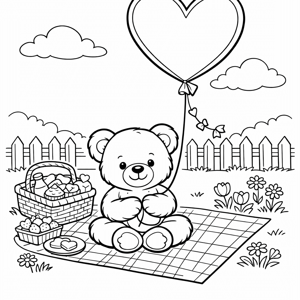 Free printable coloring page: Teddy Outline, for ages 7-12