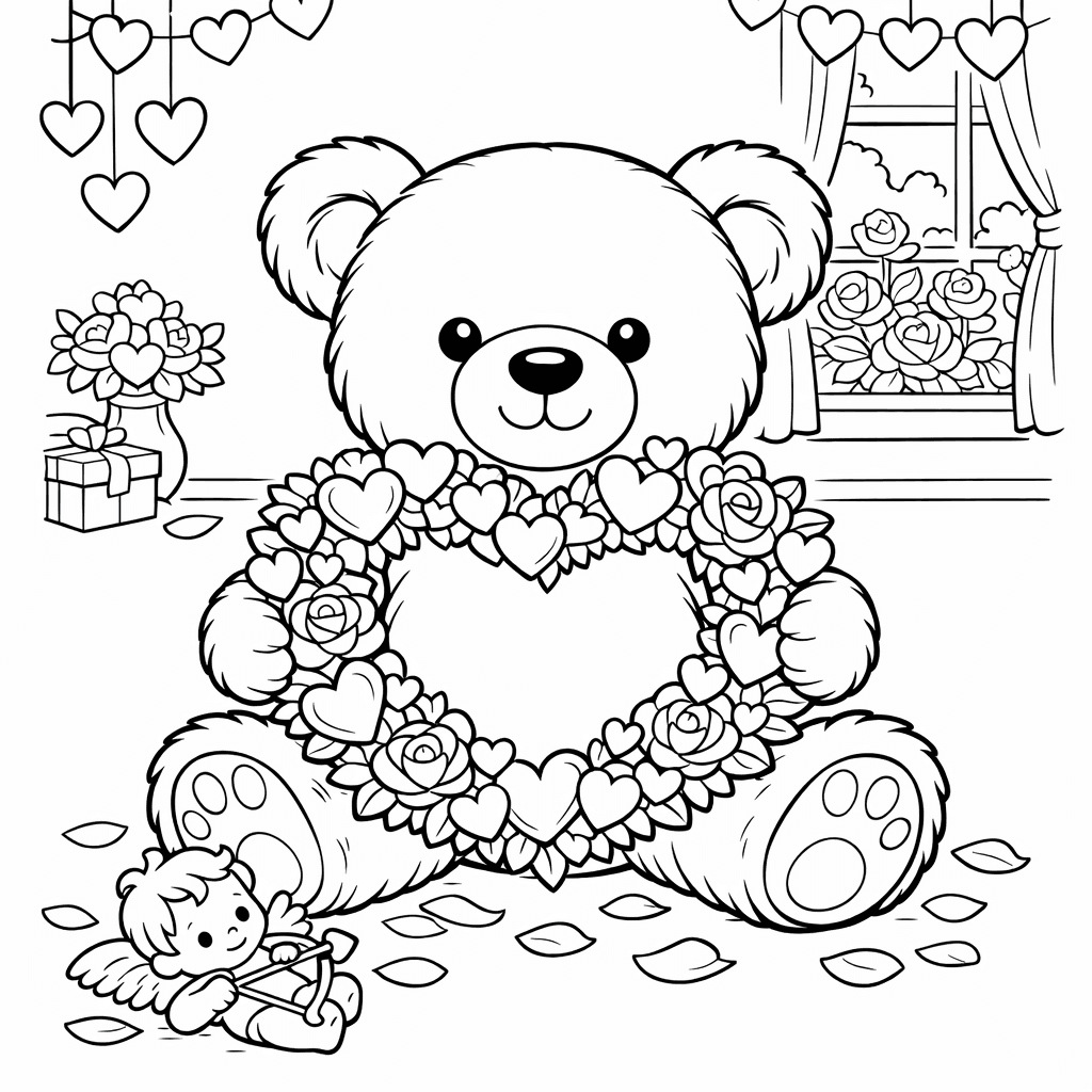 Free printable coloring page: Object Only: Two Or Three Teddy Bears Side…, for ages 7-12