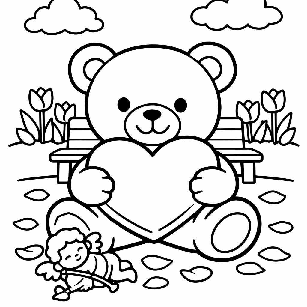 Free printable coloring page: Teddy Simple, for ages 3-6