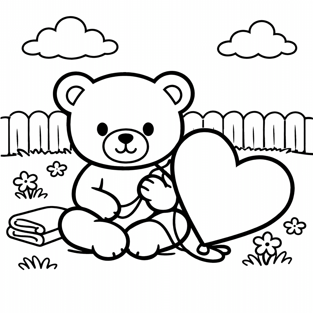 Teddy Bear Coloring Page — Teddy And Rose