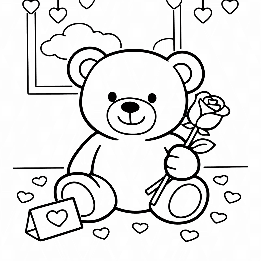 Free printable coloring page: Teddy Simple, for ages 3-6