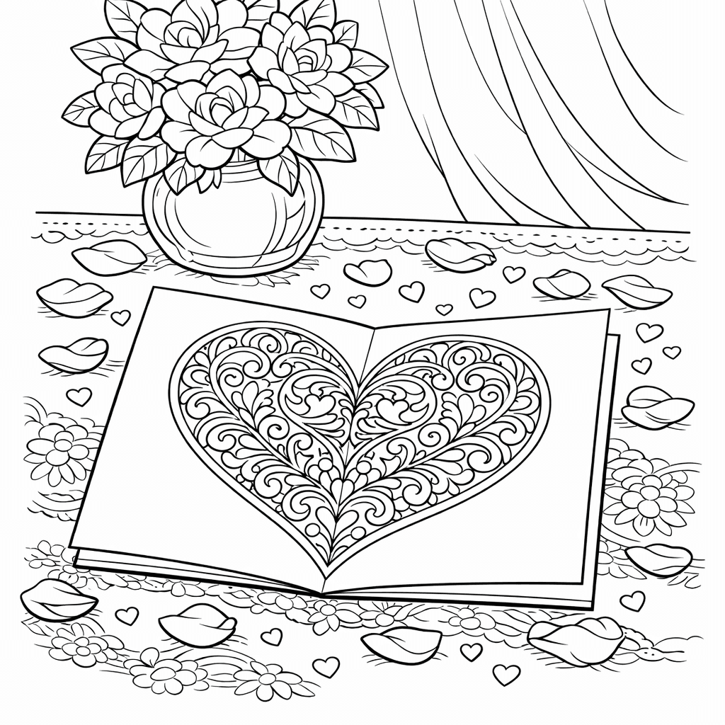 Free printable coloring page: Card With Envelope, for ages 7-12