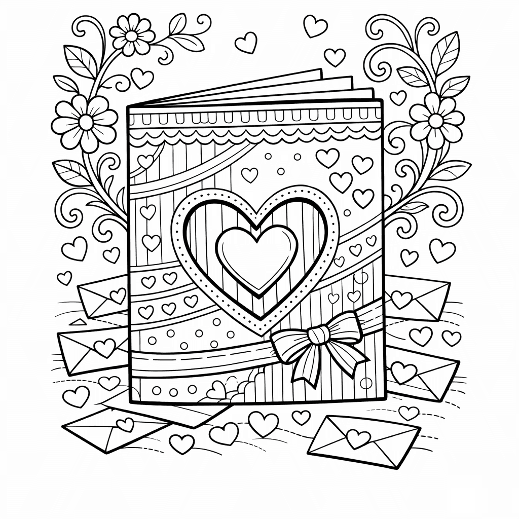 Free printable coloring page: Valentine Outline, for ages 7-12