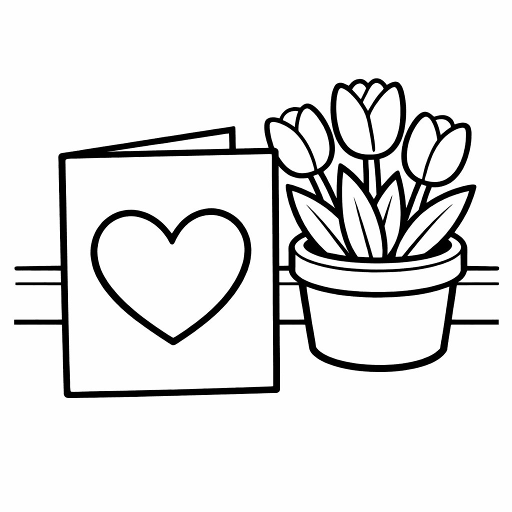 Free printable coloring page: Object Only: Two Or Three Valentine Cards Side…, for ages 3-6