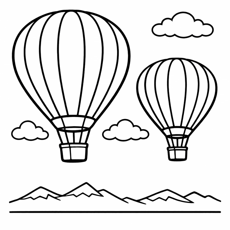 Free printable coloring page: An Adventurous Hot Air Balloon Carrying A Family…, for ages 3-6