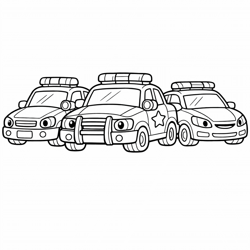 Free printable coloring page: A Police Car Parked At A School, With…, for ages 7-12