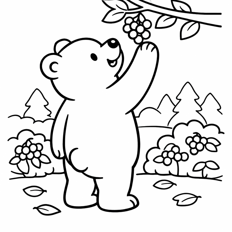 Bear Coloring Page — Object Only: Two Bears Sitting Together, Simple And Adorable, No Background