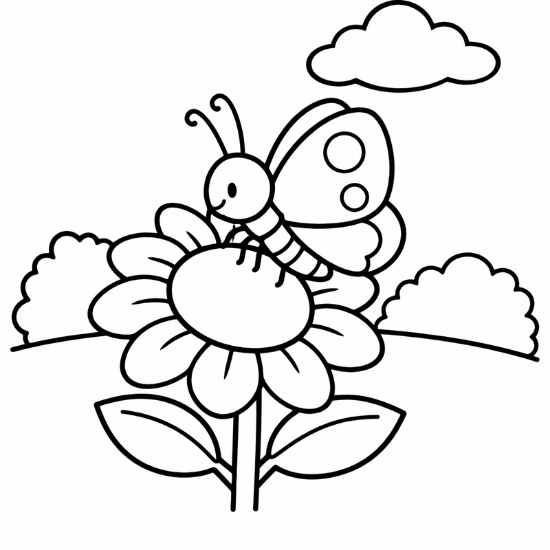 Butterfly Coloring Page — A Caterpillar Transforming Into A Butterfly