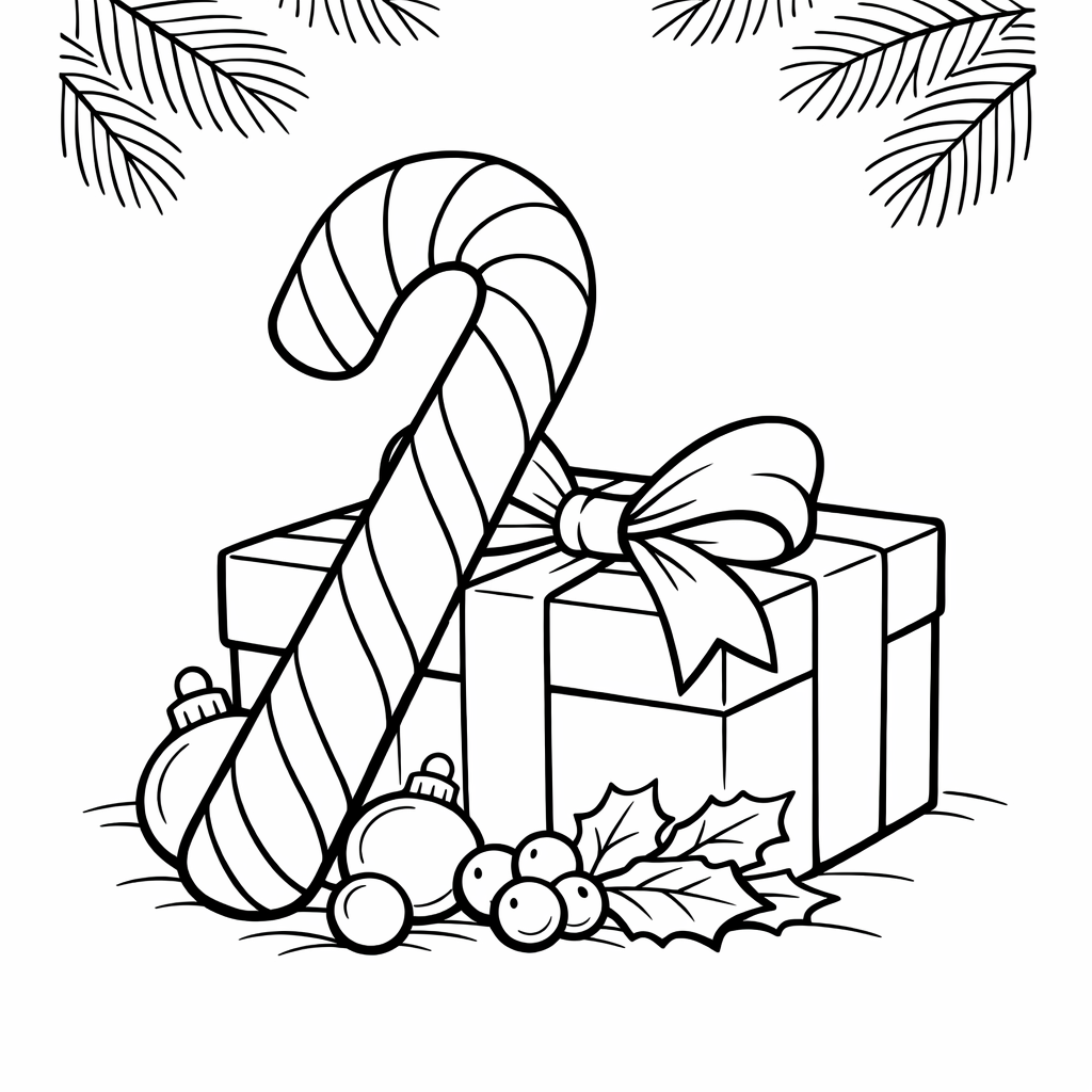 Candy Cane Coloring Page — Candy Canes And Bow